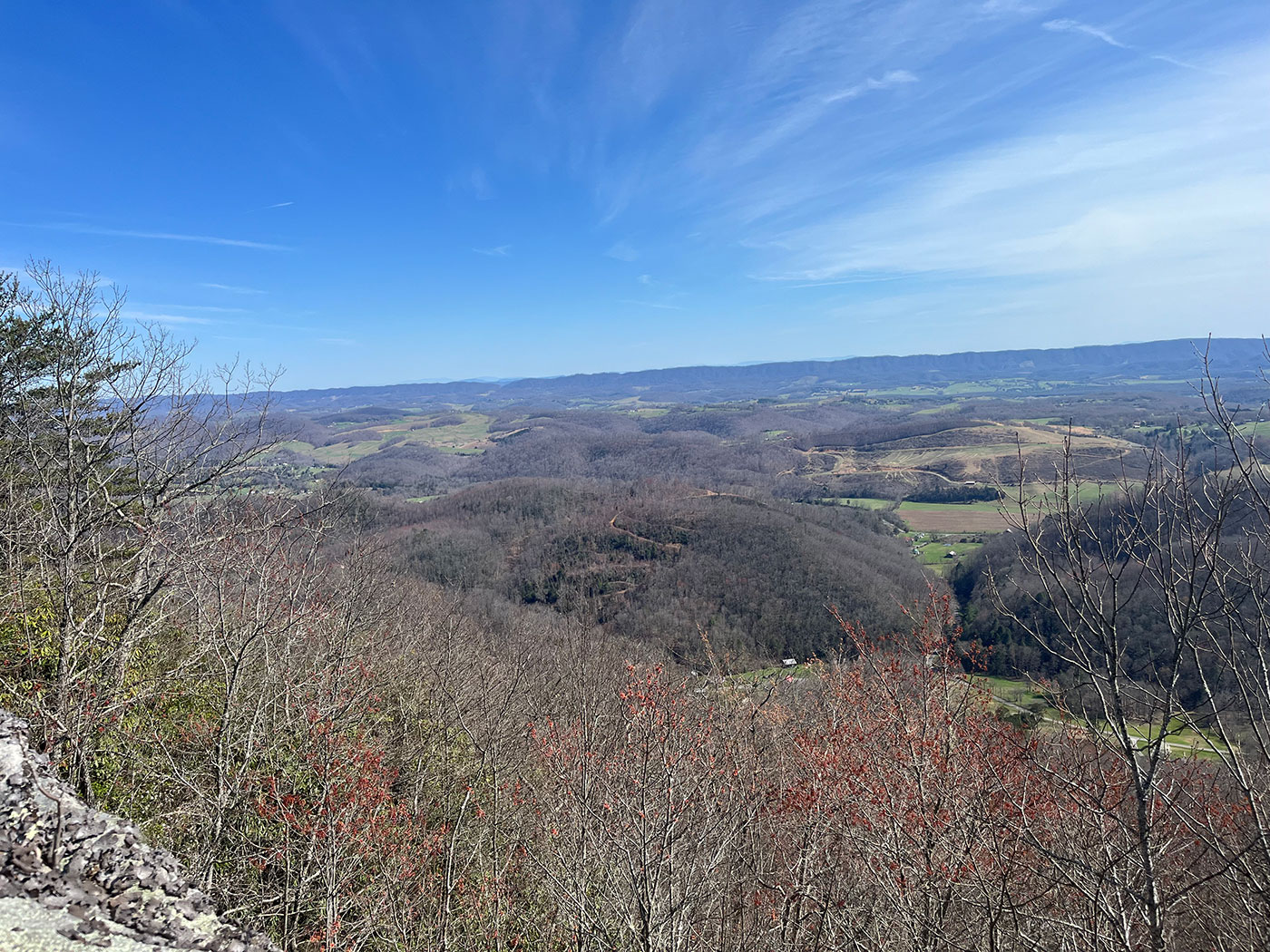 View of the valley and distant mountains from the overlook
