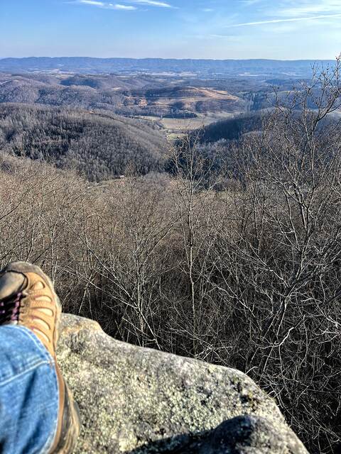 Resting with a view of the valley from the overlook
