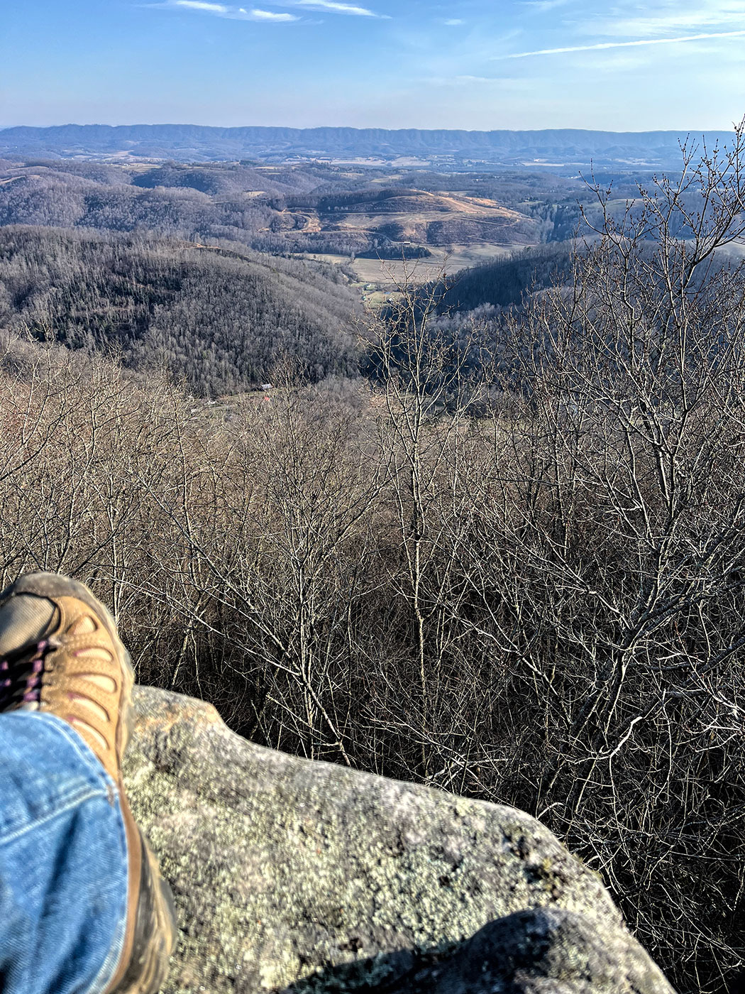 Resting with a view of the valley from the overlook