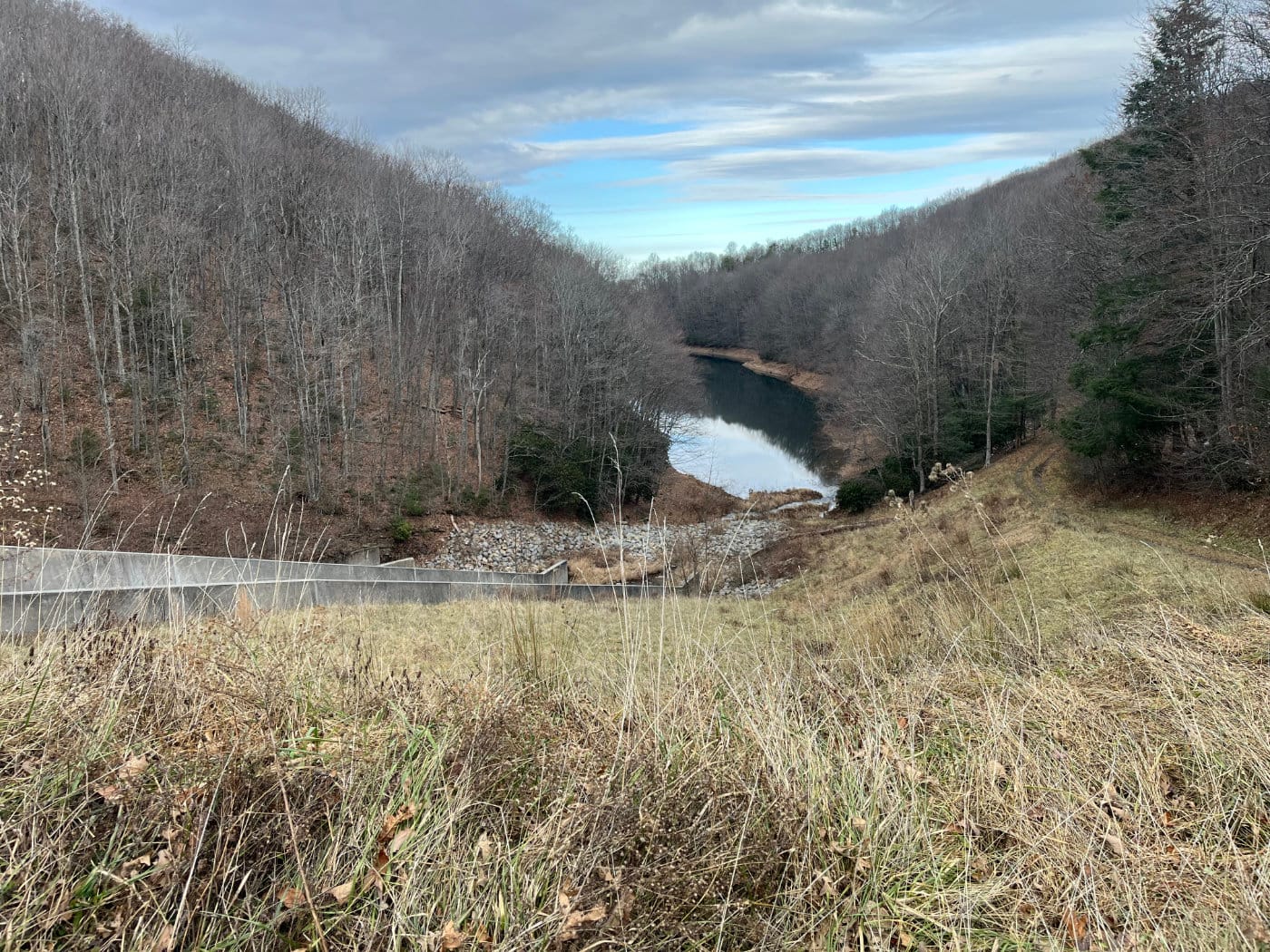 The lower Norton Reservoir from the spillway.