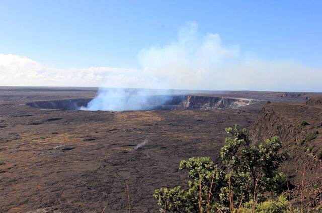 Steam rising from the Halema'uma'u crater at Kilauea's summit